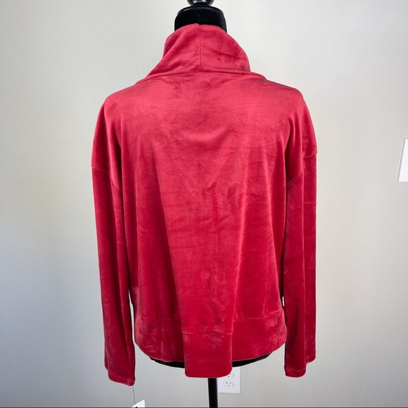 NWT RBX Red Velvet Velour Long Sleeve Mock Neck Active Jacket Sweater - Picture 6 of 10